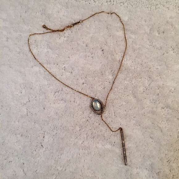 2/$25💋 Long Gold Rhinestone Pull Drop Necklace - Picture 4 of 6